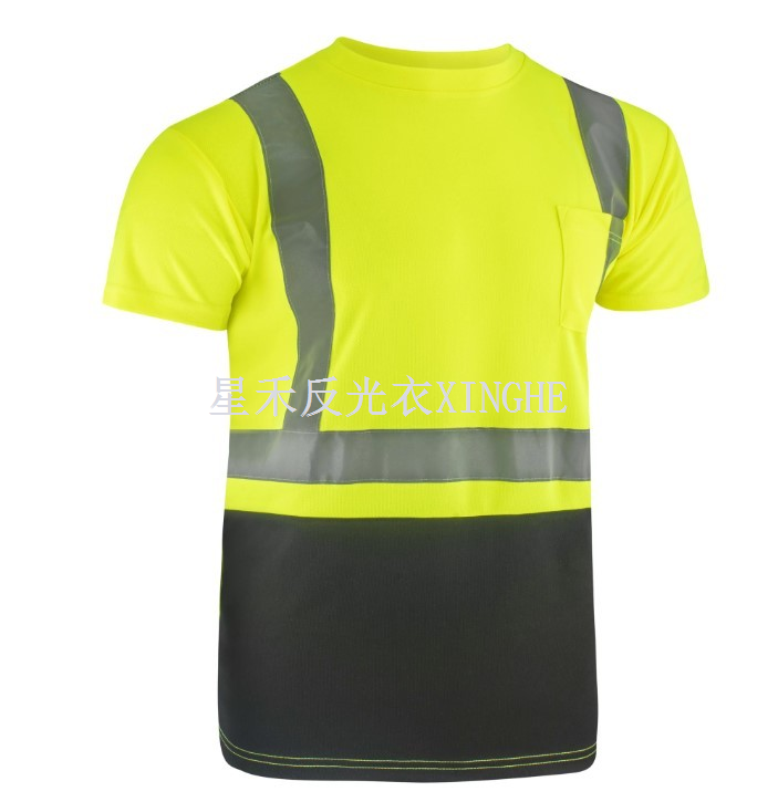Manga curta de segurança reflexiva de alta visibilidade