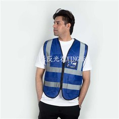 Colete de segurança azul com bolsos