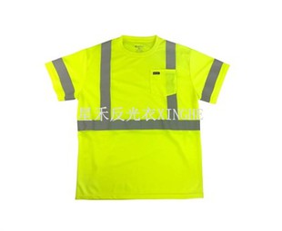 Camiseta masculina com bolso de segurança reflexiva de alta visibilidade para trabalho ao ar livre