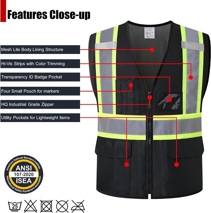 Black Mesh Engineer Safety Vest