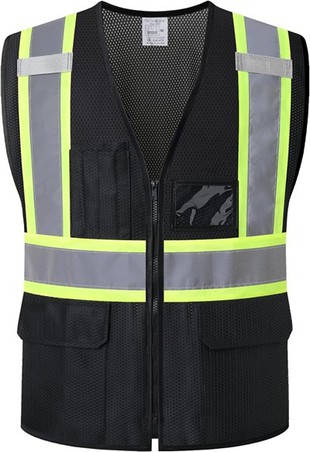 Colete de segurança para engenheiro de malha preta